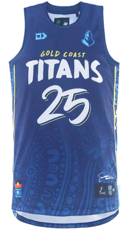 Gold Coast Titans 2025 NRL Mens Indigenous Basketball Singlet