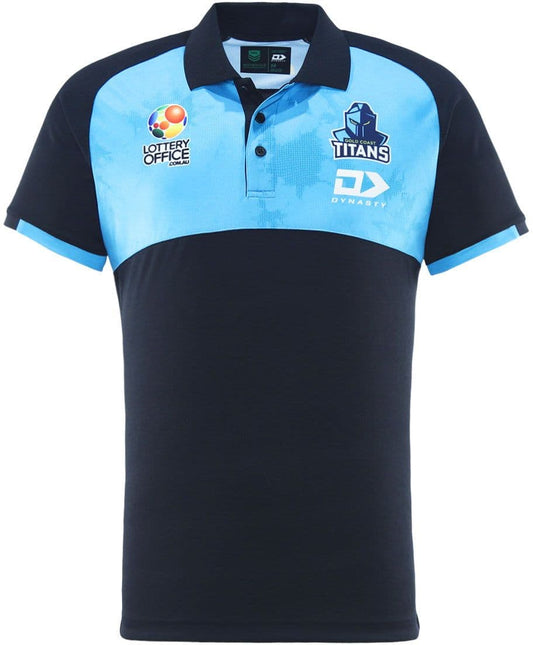 Gold Coast Titans 2025 NRL Mens Black Media Polo Shirt