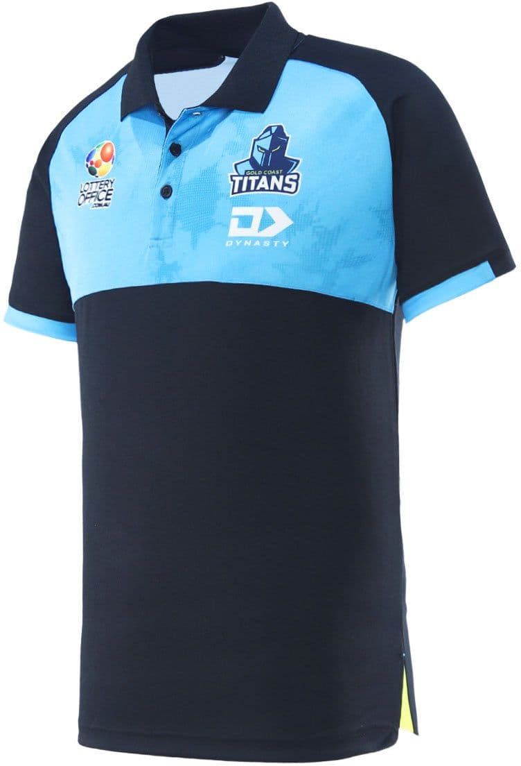 Gold Coast Titans 2025 NRL Mens Black Media Polo Shirt