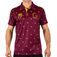 Brisbane Broncos 2025 NRL Mens Mulligan Golf Polo Shirt