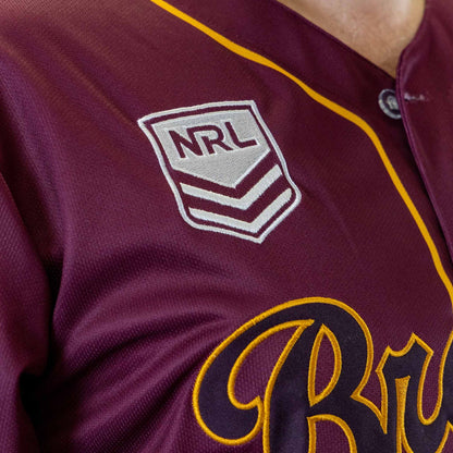 Brisbane Broncos 2026 NRL Mens Homer Baseball Shirt