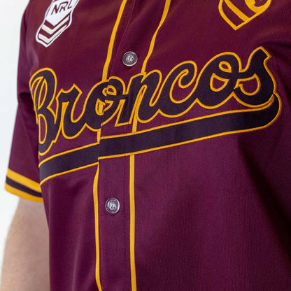 Brisbane Broncos 2026 NRL Mens Homer Baseball Shirt