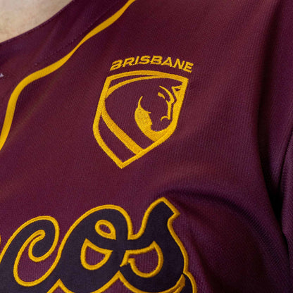 Brisbane Broncos 2026 NRL Mens Homer Baseball Shirt