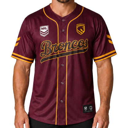 Brisbane Broncos 2026 NRL Mens Homer Baseball Shirt