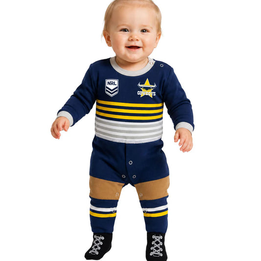 North Queensland Cowboys 2026 NRL Infant Stripe Stud Footysuit