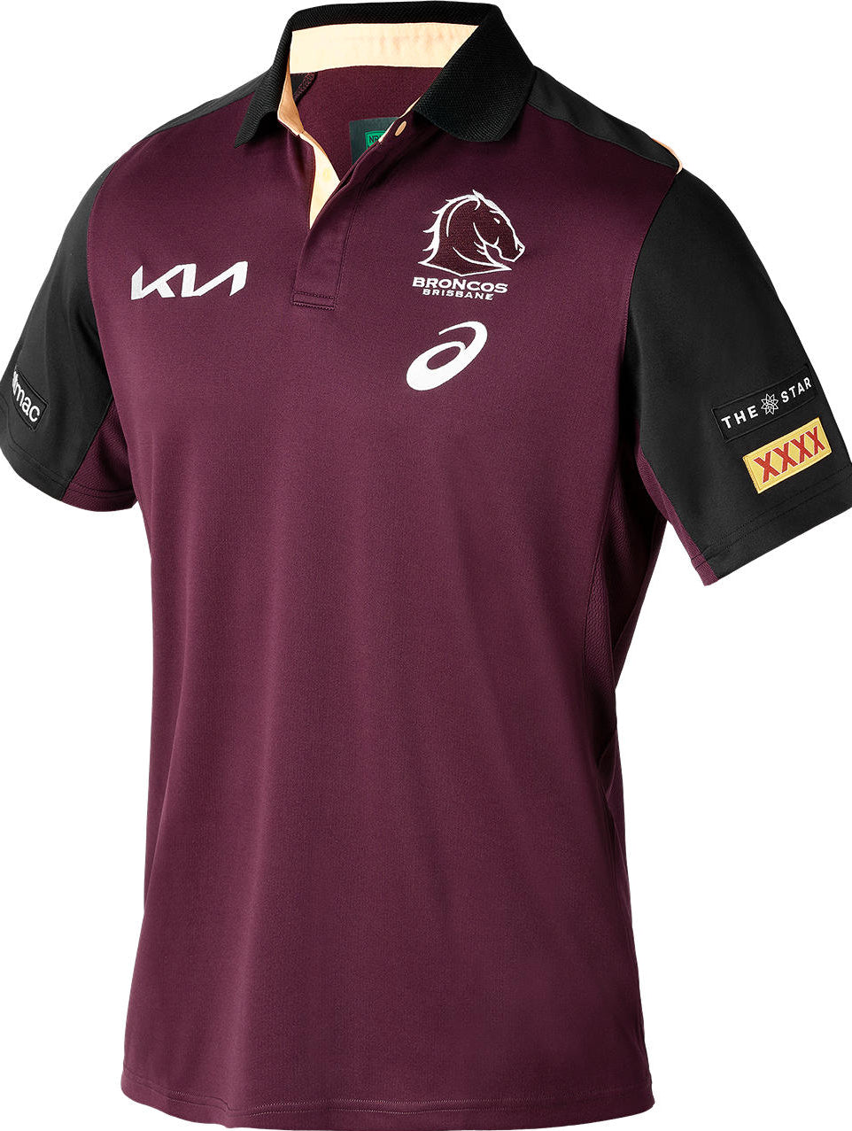 Brisbane Broncos NRL Mens Maroon Training Polo Shirt