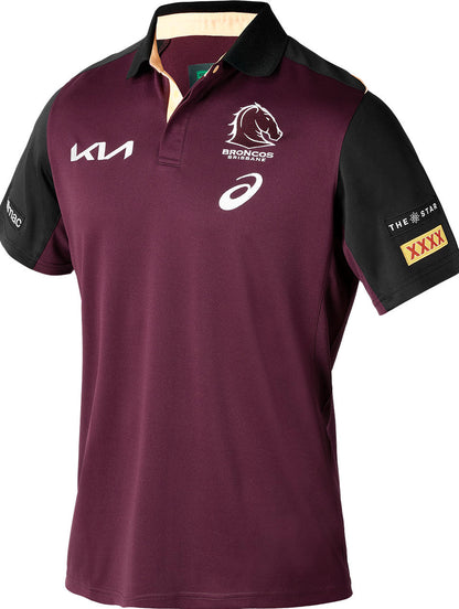 Brisbane Broncos NRL Mens Maroon Training Polo Shirt