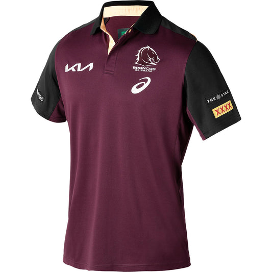 Brisbane Broncos 2024 NRL Mens Maroon Training Polo Shirt