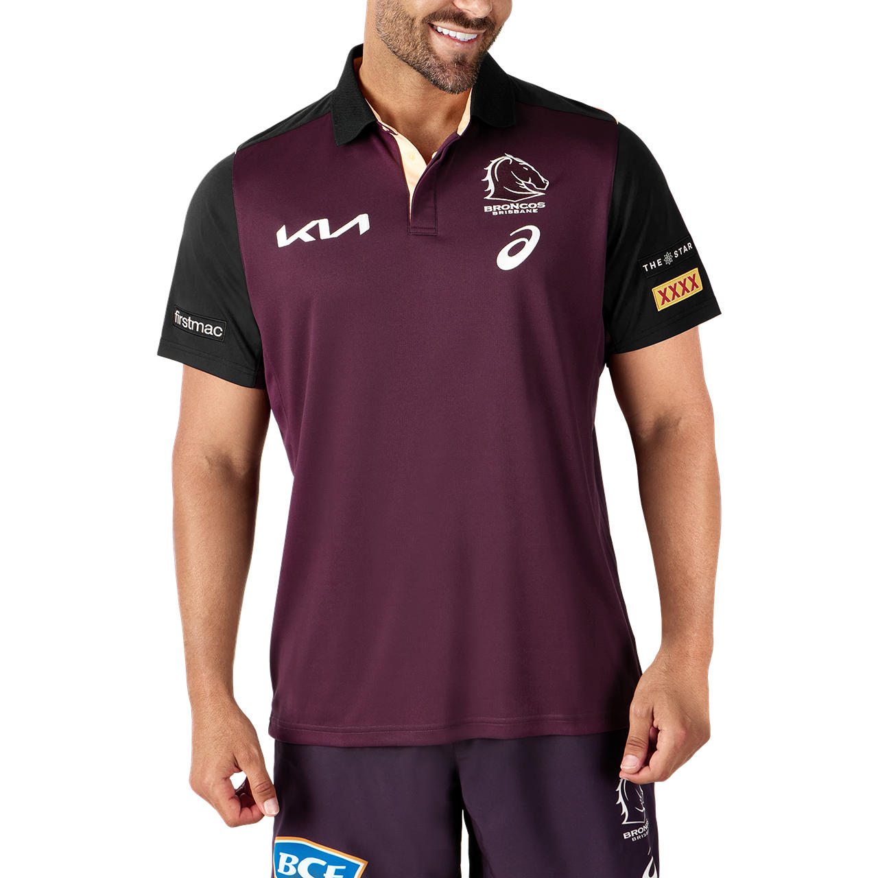 Brisbane Broncos NRL Mens Maroon Training Polo Shirt
