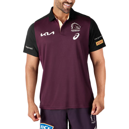 Brisbane Broncos NRL Mens Maroon Training Polo Shirt