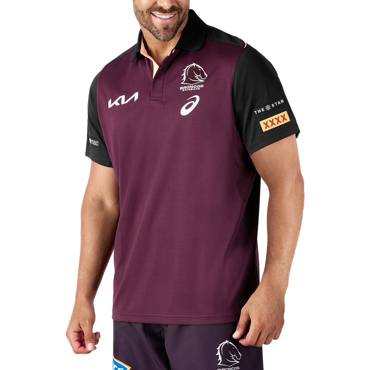 Brisbane Broncos NRL Mens Maroon Training Polo Shirt