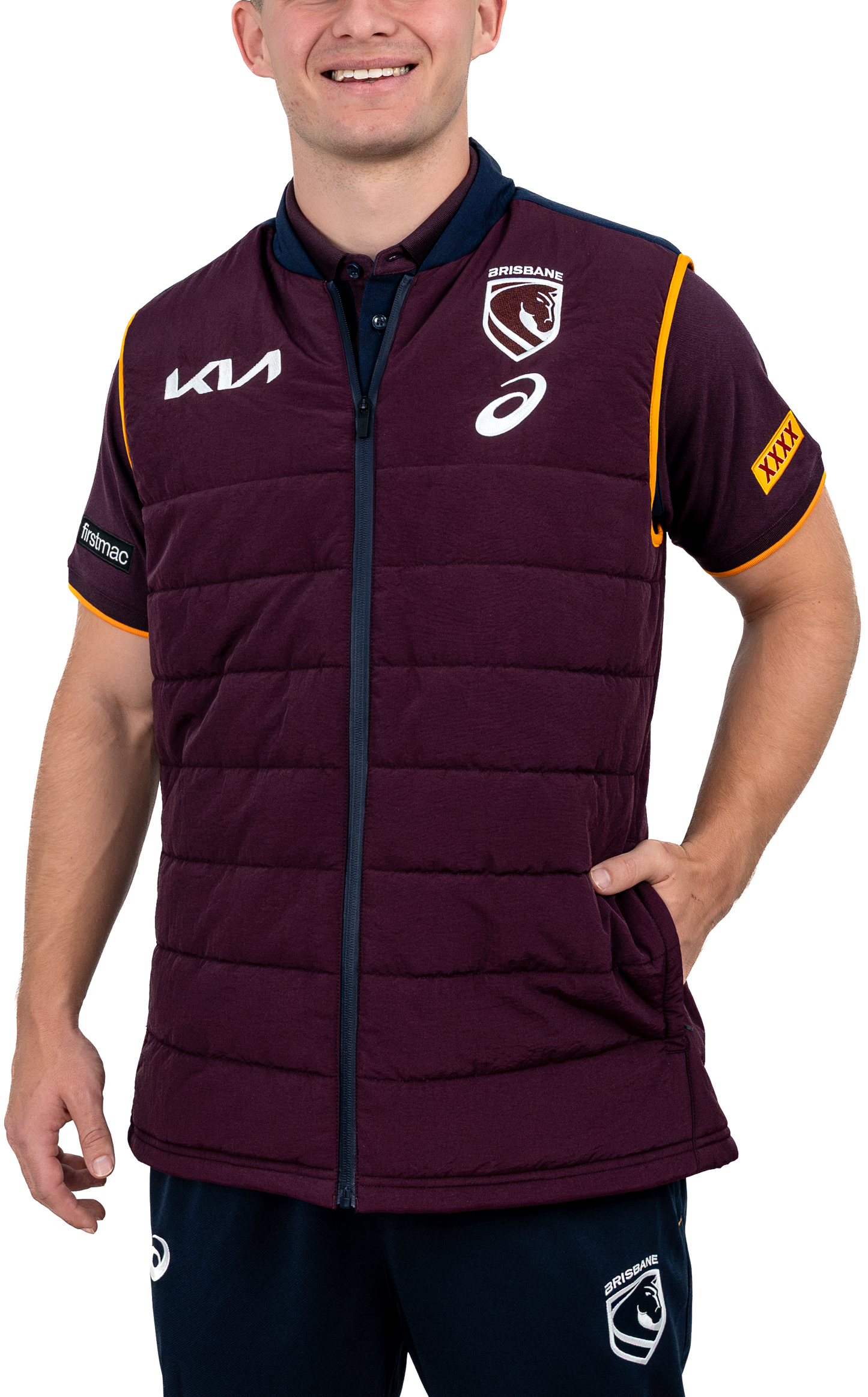 Brisbane Broncos 2026 NRL Mens Puffer Vest