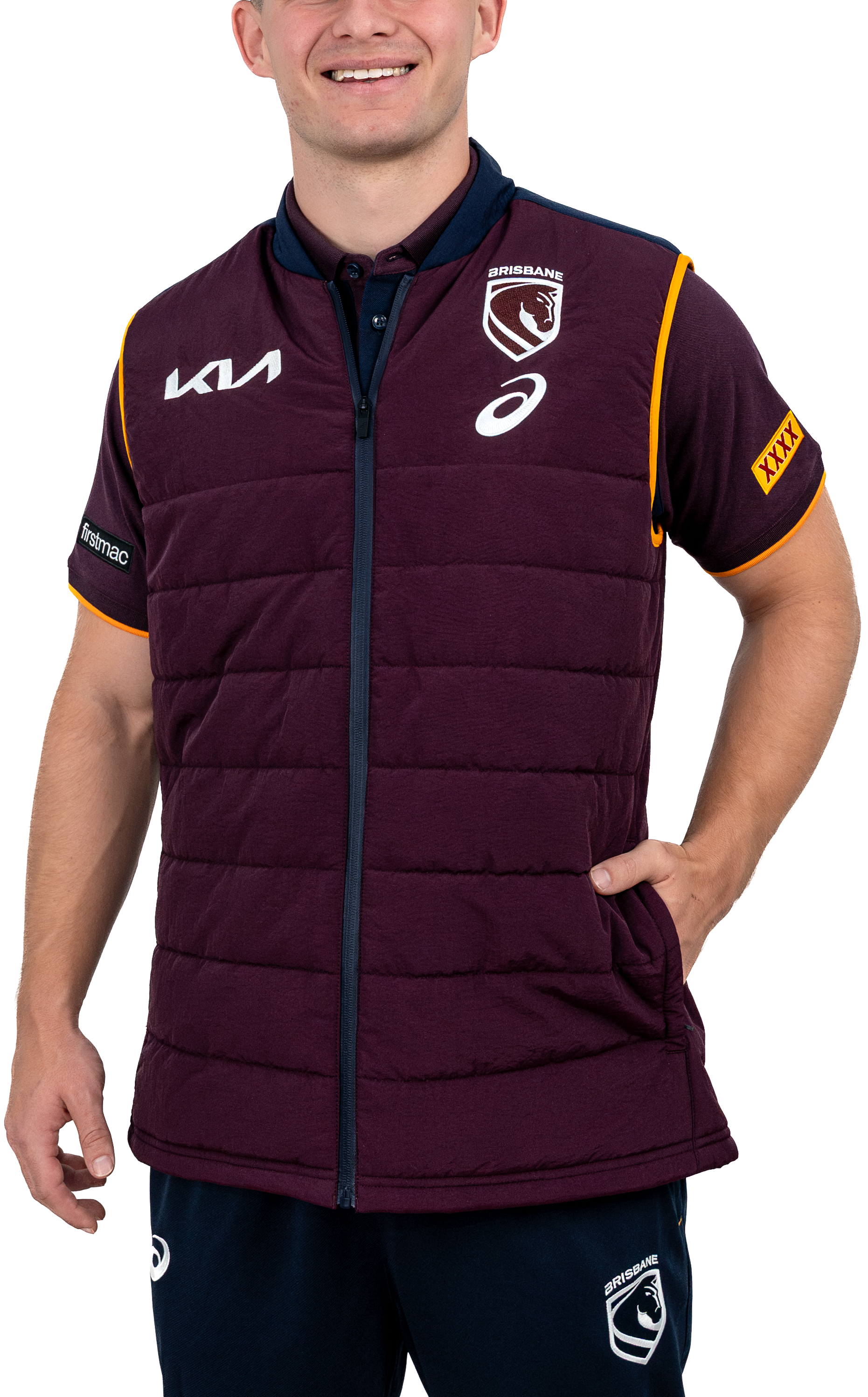 Brisbane Broncos 2026 NRL Mens Puffer Vest
