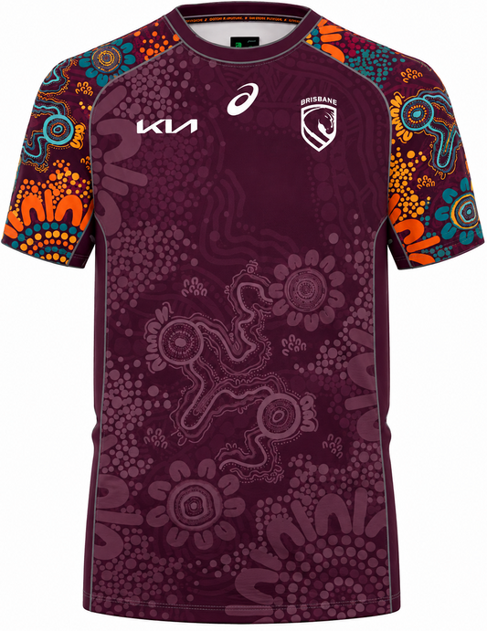 Brisbane Broncos 2026 NRL Mens Indigenous Run Out Shirt