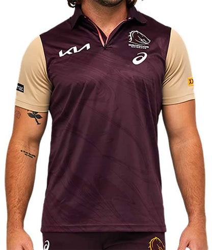 Brisbane Broncos 2023 NRL Mens Training Polo Shirt