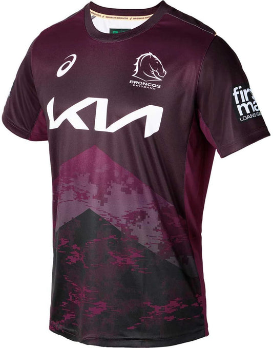 Brisbane Broncos 2024 NRL Mens Maroon Training Shirt