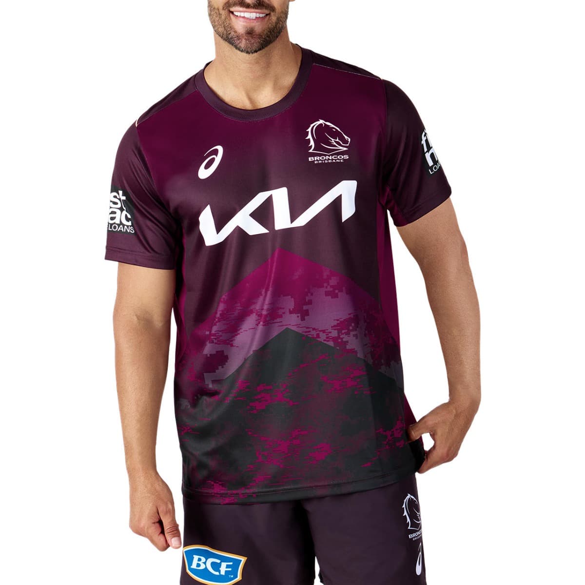 Brisbane Broncos 2024 NRL Mens Maroon Training Shirt