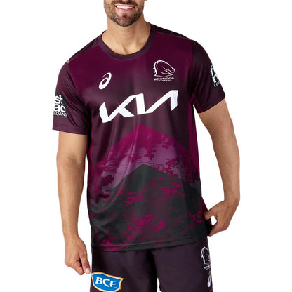 Brisbane Broncos 2024 NRL Mens Maroon Training Shirt
