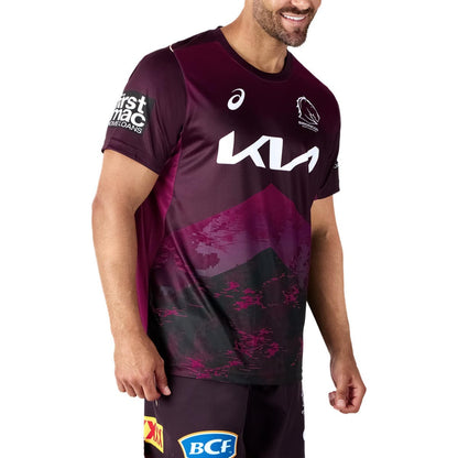 Brisbane Broncos 2024 NRL Mens Maroon Training Shirt