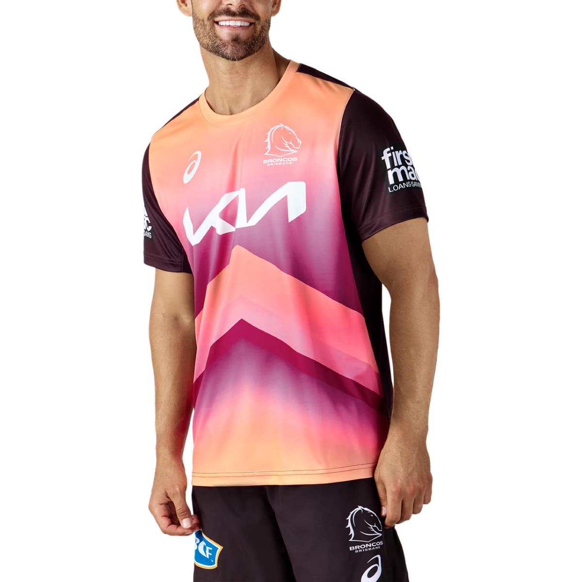 Brisbane Broncos 2024 NRL Mens Sunstone Training Shirt