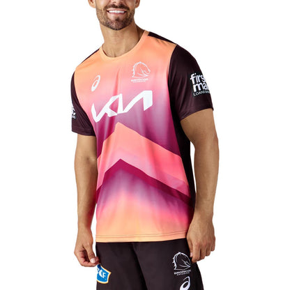 Brisbane Broncos 2024 NRL Mens Sunstone Training Shirt