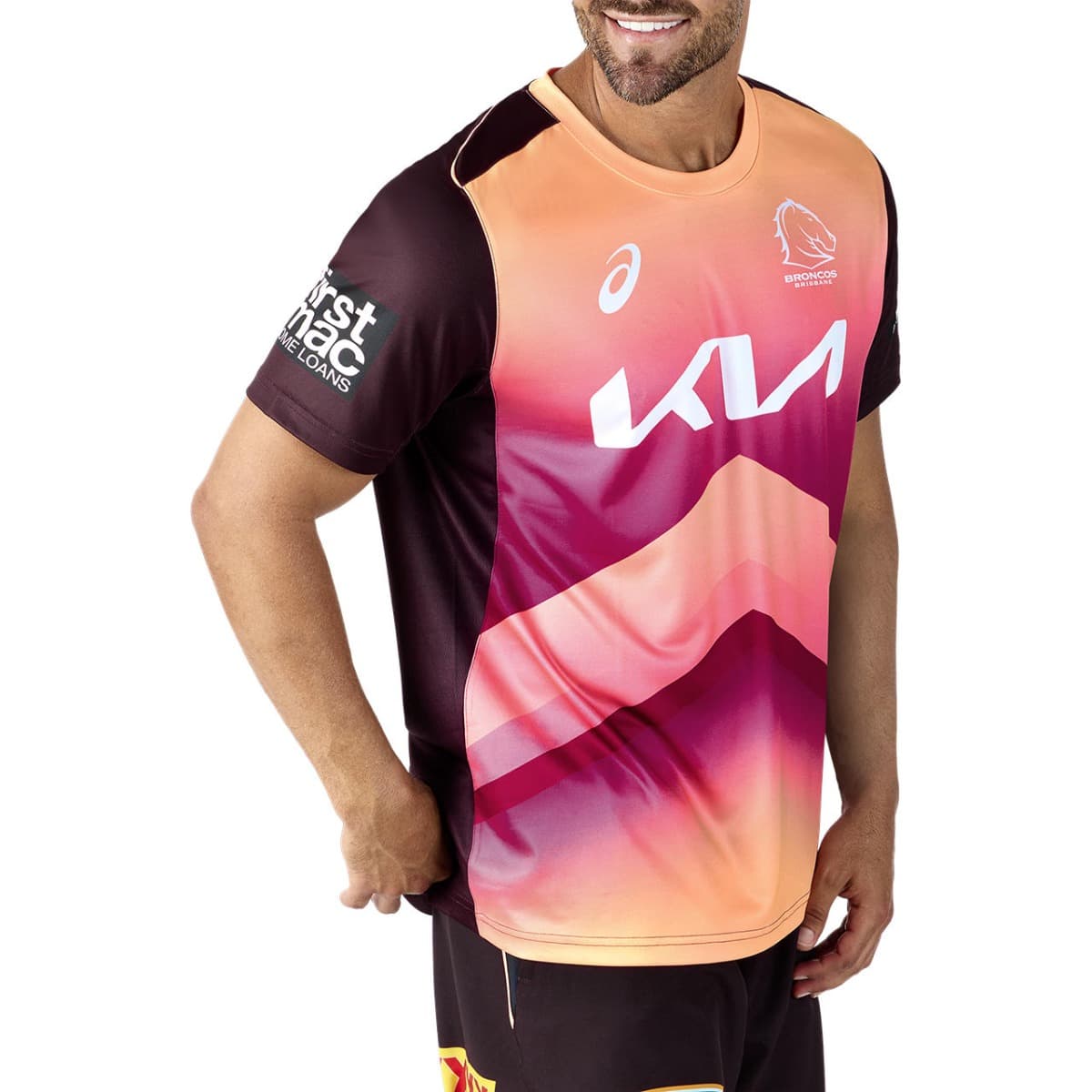 Brisbane Broncos 2024 NRL Mens Sunstone Training Shirt
