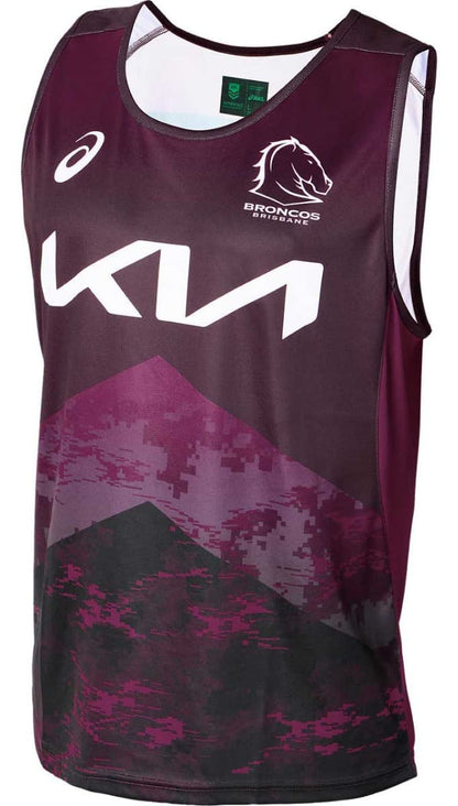 Brisbane Broncos 2024 NRL Mens Maroon Training Singlet