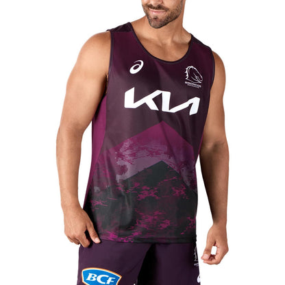 Brisbane Broncos 2024 NRL Mens Maroon Training Singlet