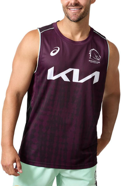 Brisbane Broncos 2025 NRL Mens Maroon Training Singlet