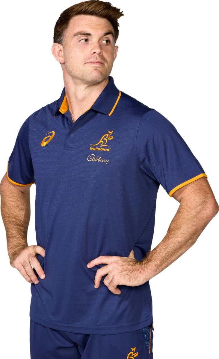 Australian Wallabies 2025 Rugby Union Mens Media Polo Shirt