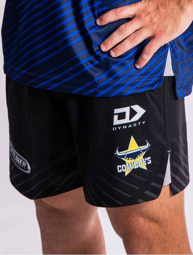North Queensland Cowboys 2024 NRL Mens Black Alternate Gym Zip Shorts
