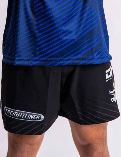 North Queensland Cowboys 2024 NRL Mens Black Alternate Gym Zip Shorts