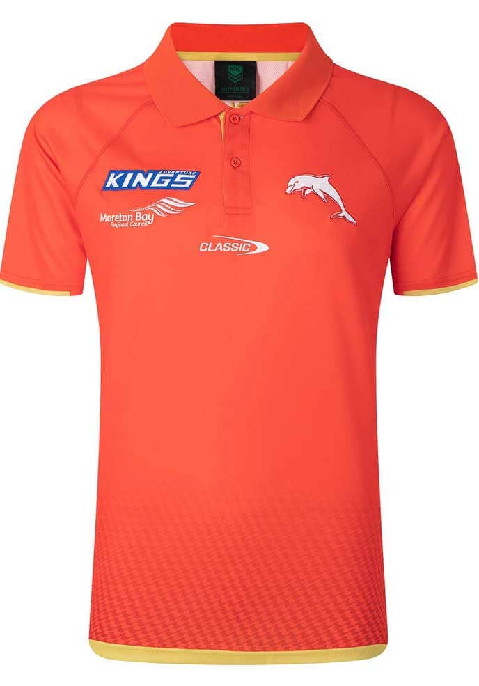 Redcliffe Dolphins Mens Red Players Polo Shirt