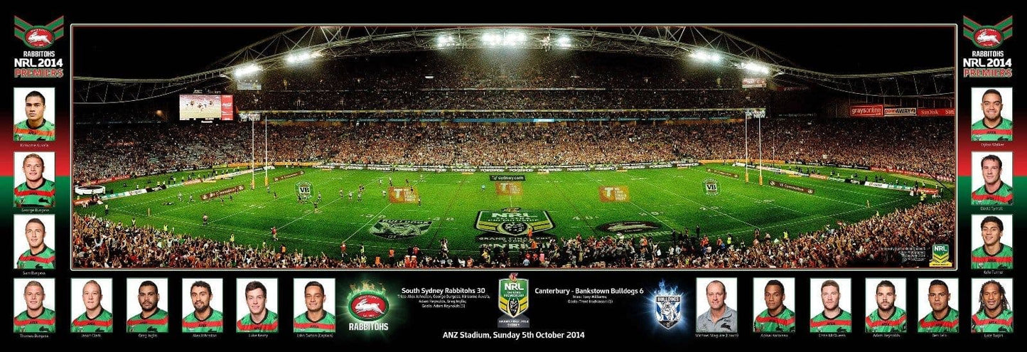 South Sydney Rabbitohs NRL Premiers Ground Panograph Framed Memorabilia