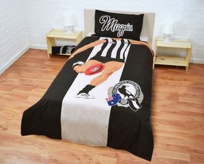 Collingwood Magpies Single Player Quilt Cover Set Doona Duvet