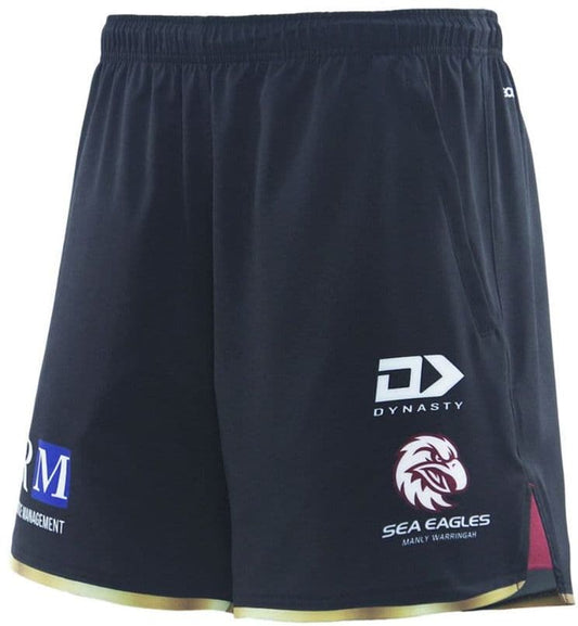 Manly Sea Eagles 2025 NRL Mens Black Gym Shorts