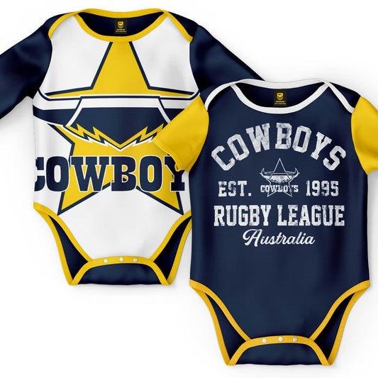 North Queensland Cowboys NRL Toddler 2pc Bodysuit Gift Set