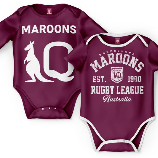 QLD Maroons State of Origin Toddler 2pc Bodysuit Gift Set