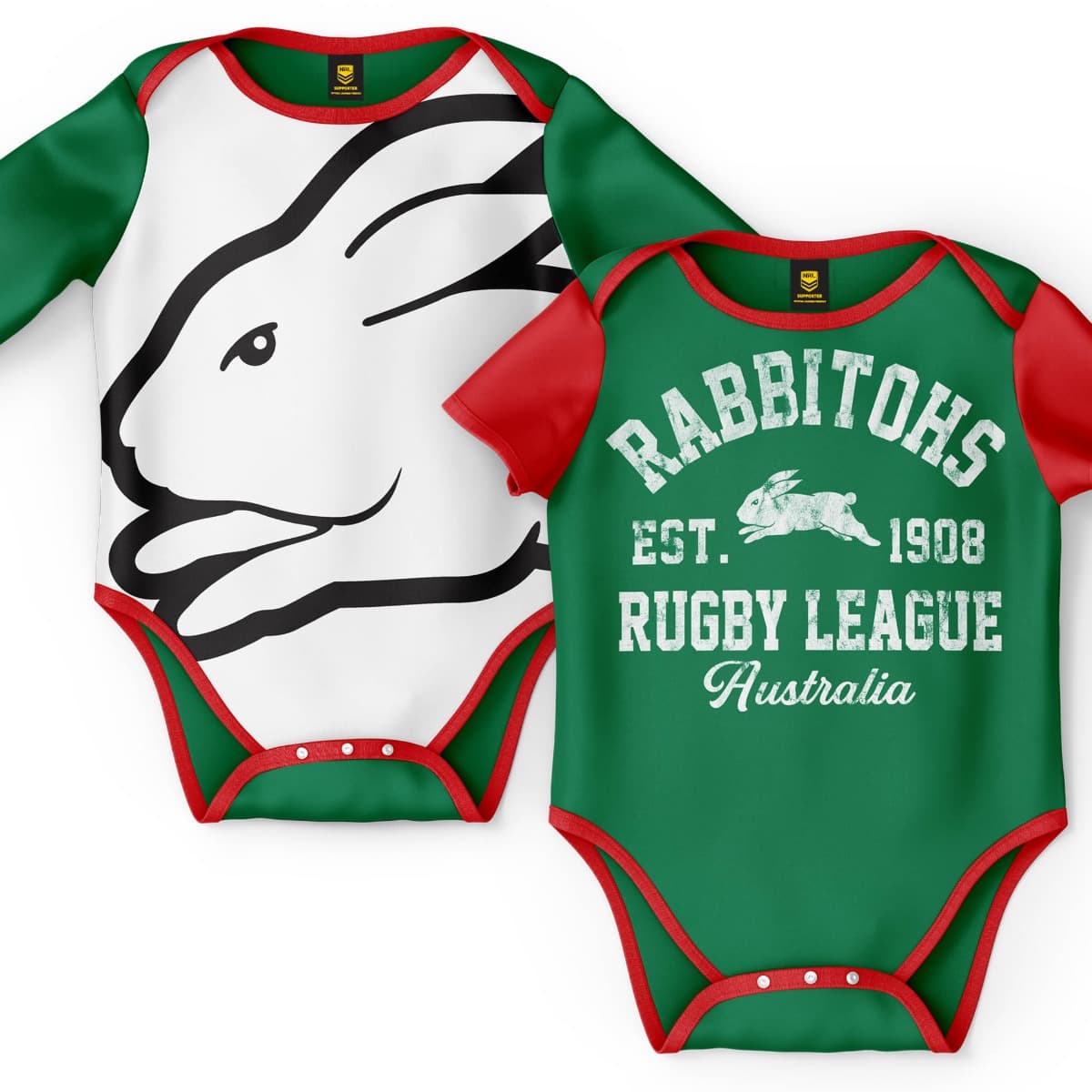 South Sydney Rabbitohs NRL Toddler 2pc Bodysuit Gift Set