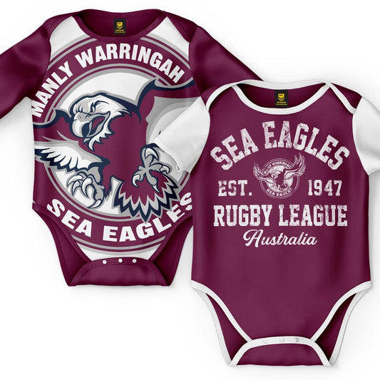 Manly Sea Eagles NRL Toddler 2pc Bodysuit Gift Set