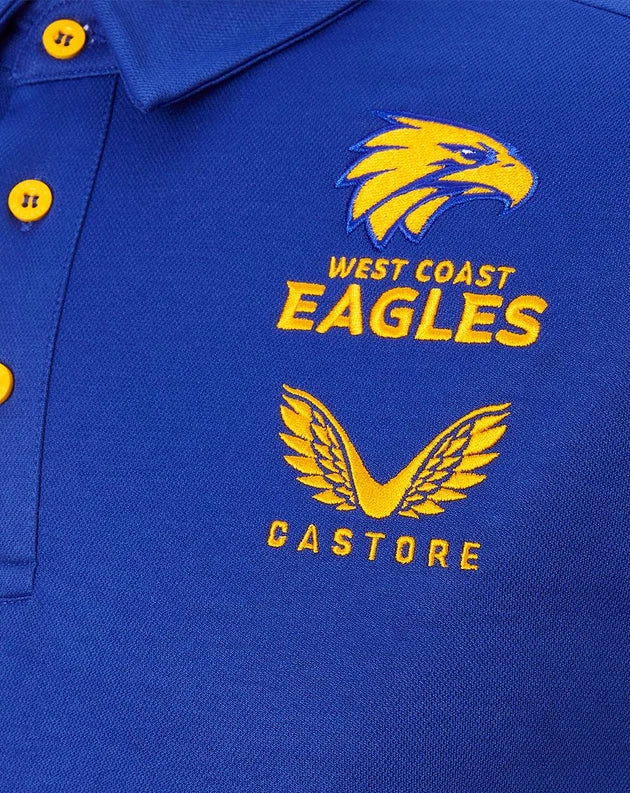 West Coast Eagles AFL Mens Blue Media Polo Shirt