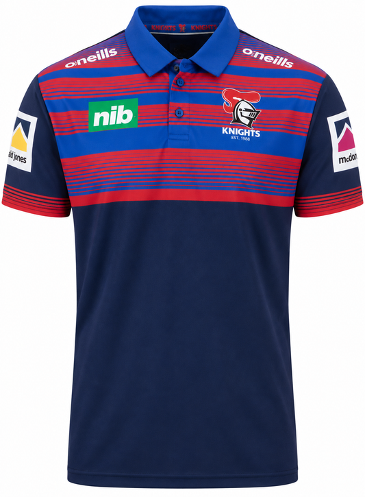 Newcastle Knights NRL Mens Navy Media Polo Shirt