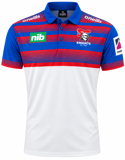 Newcastle Knights NRL White Media Polo Shirt