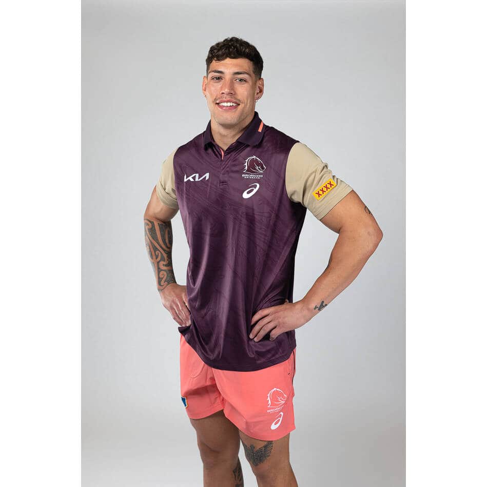 Brisbane Broncos 2023 NRL Mens Training Polo Shirt