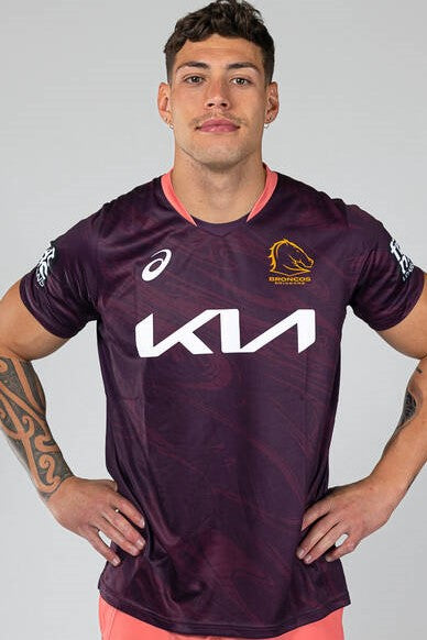 Brisbane Broncos 2023 NRL Mens Maroon Training Shirt