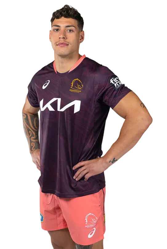 Brisbane Broncos NRL Mens Maroon Training Shirt