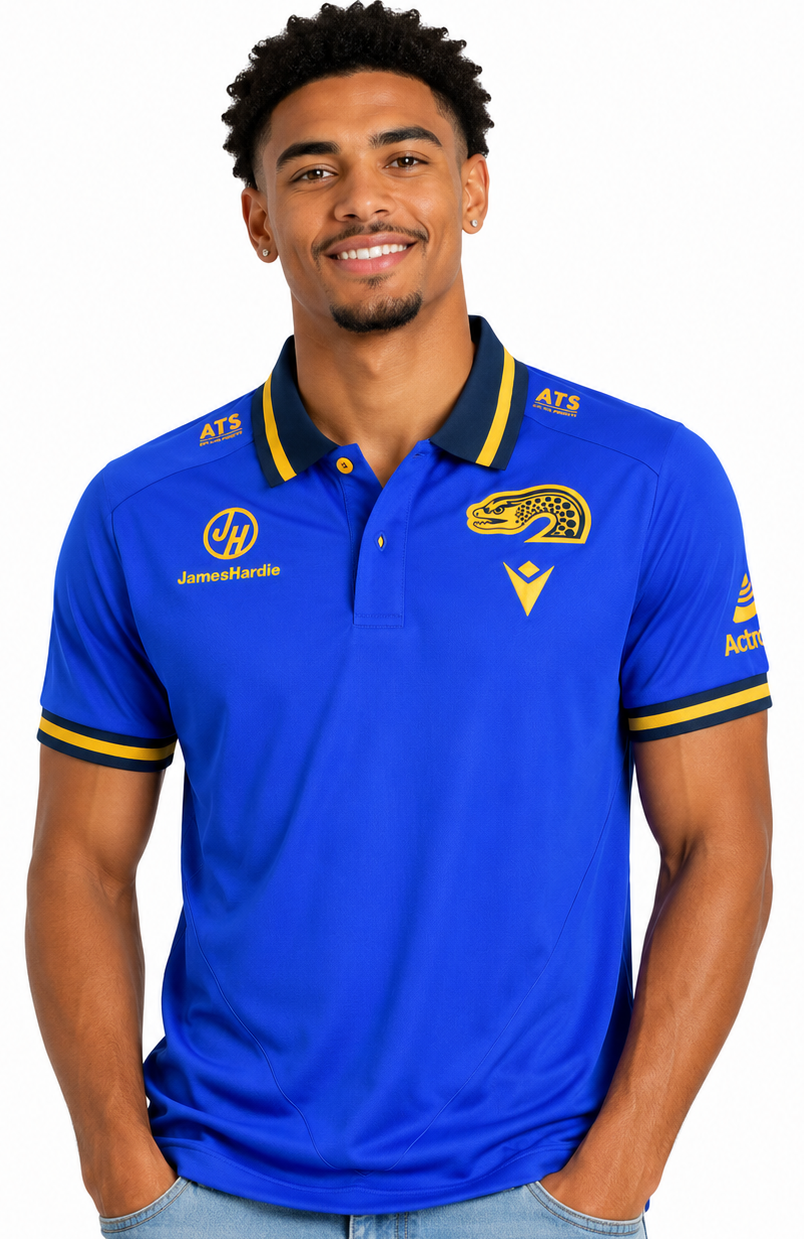 Parramatta Eels 2025 NRL Mens Blue Travel Polo Shirt