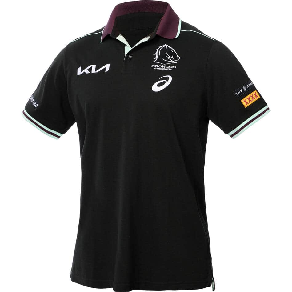 Brisbane Broncos 2025 NRL Ladies Black Team Polo Shirt