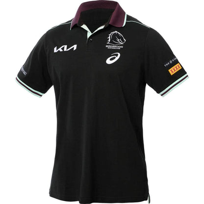 Brisbane Broncos 2025 NRL Ladies Black Team Polo Shirt