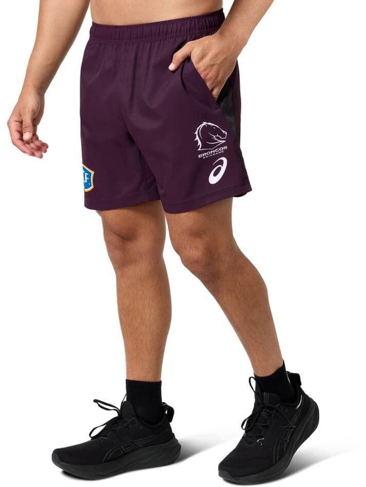 Brisbane Broncos 2025 NRL Mens Maroon Training Shorts